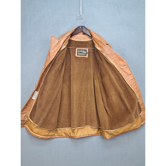 Vintage 1970s Sears The Leather Shop Men's Jacket Brown Zip Out Lining Size 40 - Picture 8 of 11